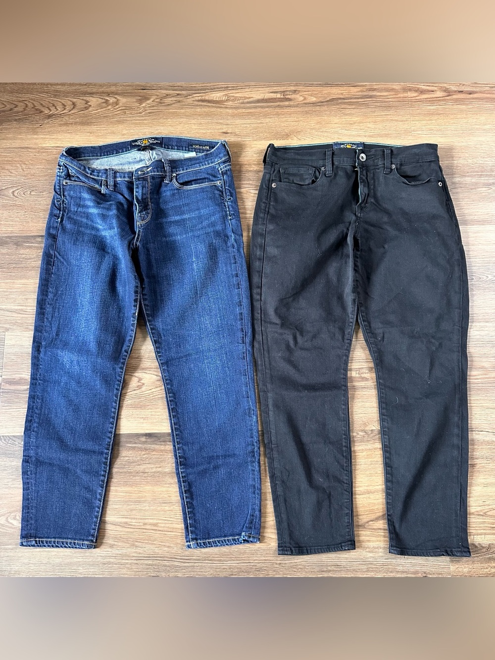 Lucky Brand Jeans Womens 10/30 Blue Black Mid Rise Sofia Capri Stretch Set Of 2